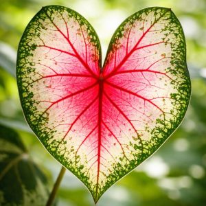 ใบบอนสีรูปหัวใจ สีแดง ขาว เขียว