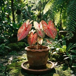 บอนสีปลูกนอกตู้ ในกระถาง