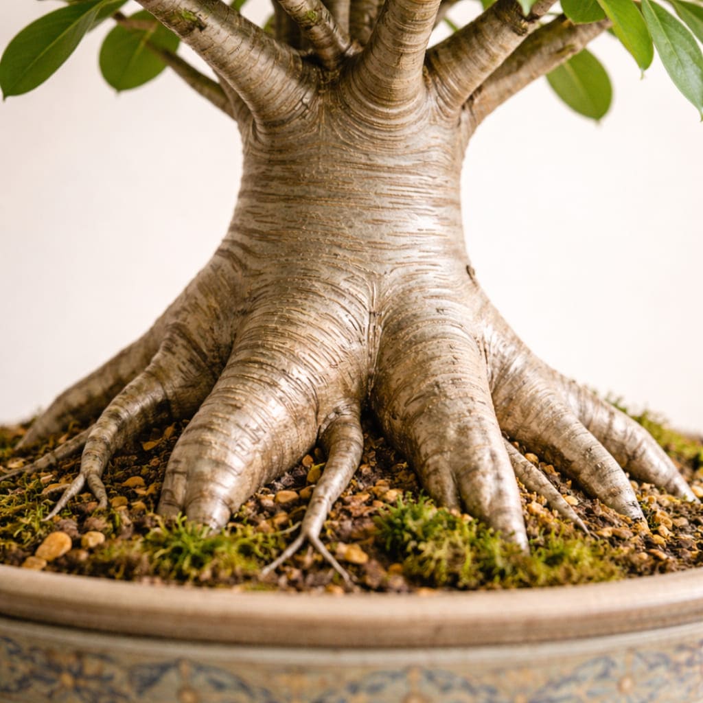 โขดชวนชมอวบใหญ่ ลำต้นพองกลมสีน้ำตาลเทา ลักษณะเฉพาะของชวนชมแท้