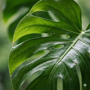 ใบมอนสเตอร่ามีรูพรุนและแฉกเป็นเอกลักษณ์