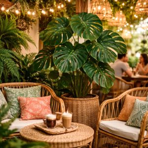 มอนสเตอร่าตกแต่งมุมคาเฟ่ บรรยากาศ Tropical