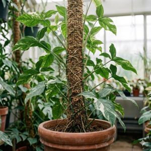 เงินไหลมาเลื้อยขึ้นหลักไม้ รากอากาศ