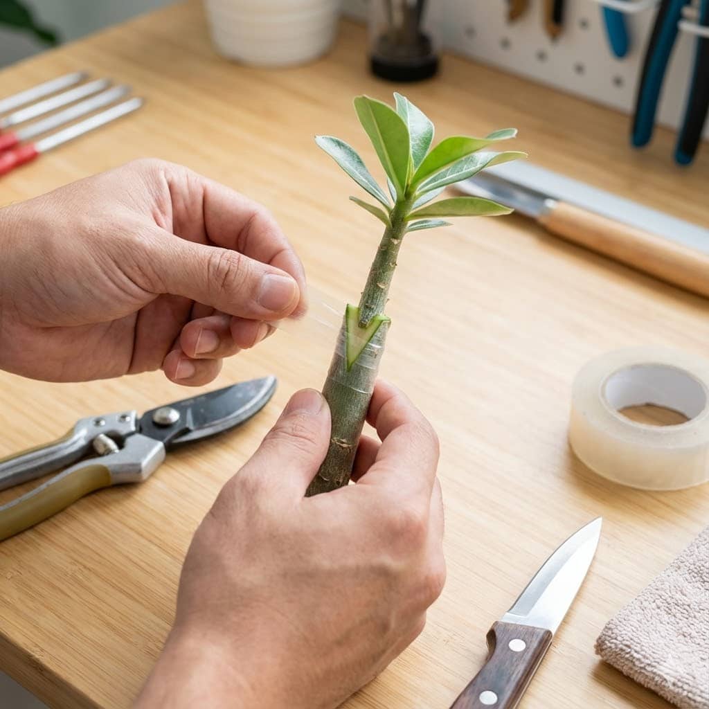 วิธีเสียบยอดชวนชม มือสาธิตการติดกิ่งพันธุ์ดีบนต้นตอ