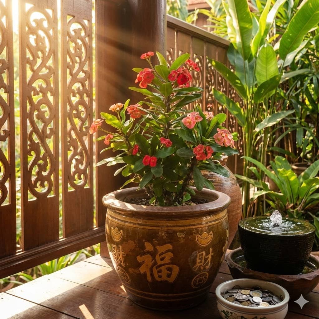 ต้นโป๊ยเซียนวางทิศตะวันออกเฉียงใต้ตามหลักฮวงจุ้ยเสริมความร่ำรวย