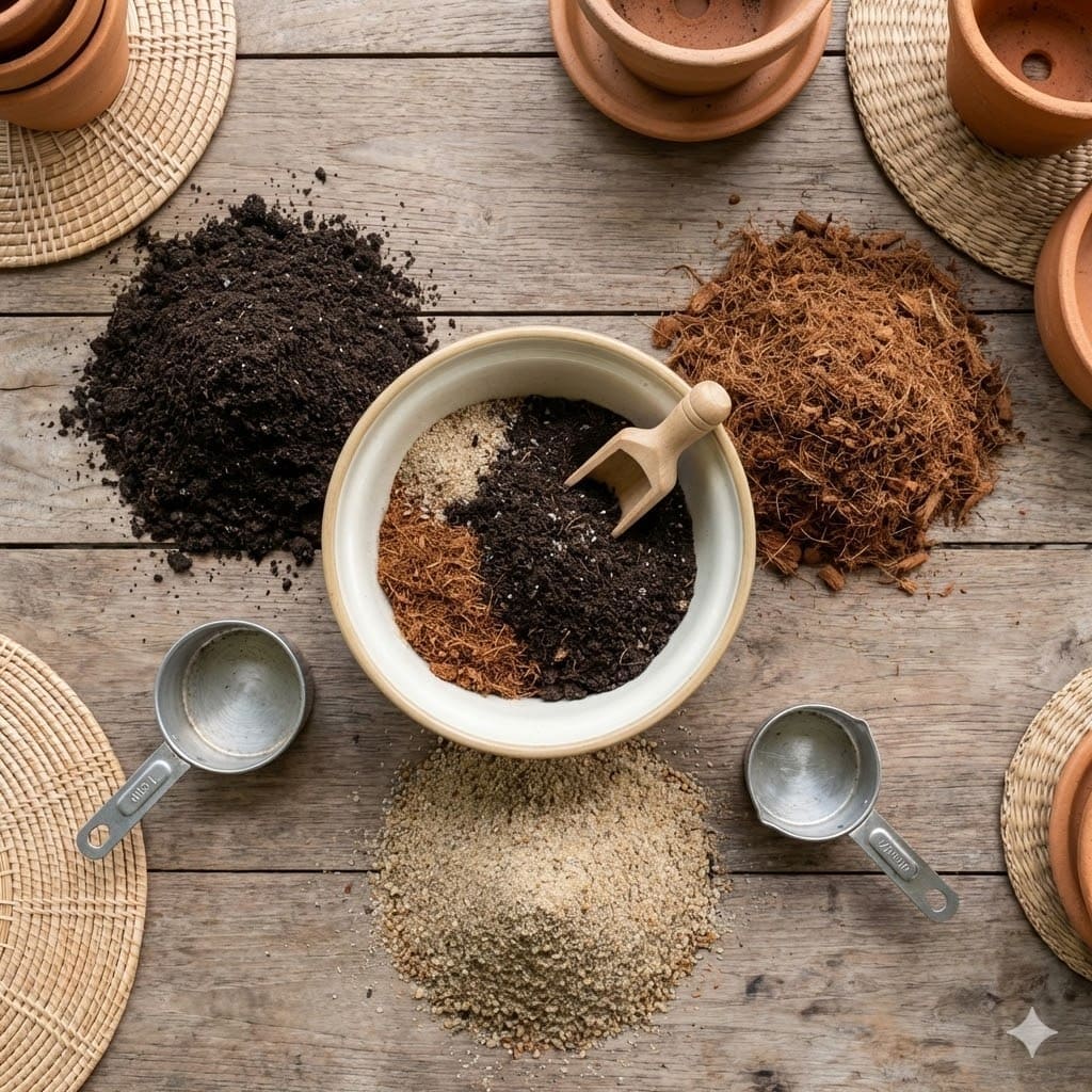 สูตรผสมวัสดุปักชำ ดินร่วน:ขุยมะพร้าว:ทราย อัตรา 1:1:1